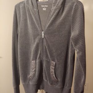 Calvin Klein Gray Velvet Hoodie